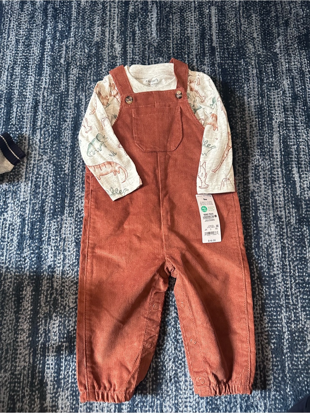 Carter's Rust Orange Corduroy Overalls with Front Pocket NWT